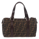 FENDI Zucca Canvas Hand Bag Black Brown Auth 189065-2