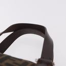 FENDI Zucca Canvas Hand Bag Black Brown Auth 189065-8