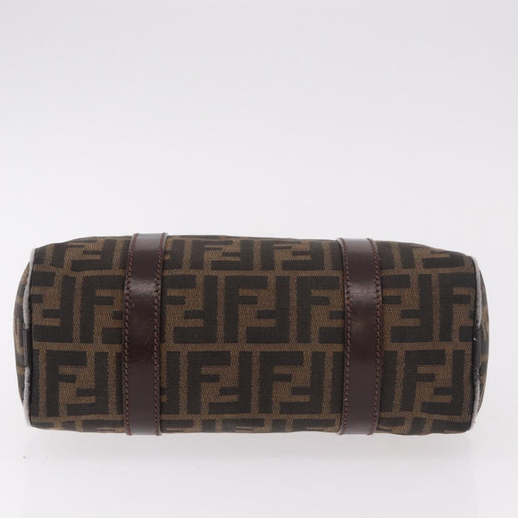FENDI Zucca Canvas Hand Bag Black Brown Auth 189065