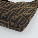 FENDI Zucca Canvas Mamma Baguette Shoulder Bag Black Brown Auth 189068V-9