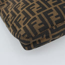 FENDI Zucca Canvas Mamma Baguette Shoulder Bag Black Brown Auth 189068V-14