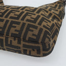 FENDI Zucca Canvas Mamma Baguette Shoulder Bag Black Brown Auth 189068V-15