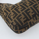 FENDI Zucca Canvas Mamma Baguette Shoulder Bag Black Brown Auth 189068V-16