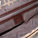 FENDI Zucca Canvas Mamma Baguette Shoulder Bag Black Brown Auth 189068V-17