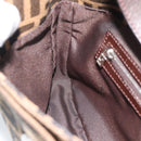 FENDI Zucca Canvas Mamma Baguette Shoulder Bag Black Brown Auth 189068V-19