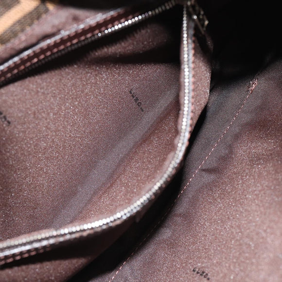 FENDI Zucca Canvas Mamma Baguette Shoulder Bag Black Brown Auth 189068V