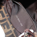 FENDI Zucca Canvas Mamma Baguette Shoulder Bag Black Brown Auth 189068V-12