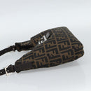 FENDI Zucca Canvas Mamma Baguette Shoulder Bag Black Brown Auth 189068V-3
