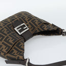 FENDI Zucca Canvas Mamma Baguette Shoulder Bag Black Brown Auth 189068V-6