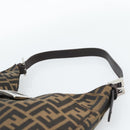 FENDI Zucca Canvas Mamma Baguette Shoulder Bag Black Brown Auth 189068V-8