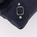 BALENCIAGA Classic Envelope Shoulder Bag Leather Navy Silver 319376 Auth 189069V-9