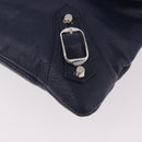 BALENCIAGA Classic Envelope Shoulder Bag Leather Navy Silver 319376 Auth 189069V-14