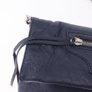 BALENCIAGA Classic Envelope Shoulder Bag Leather Navy Silver 319376 Auth 189069V-18