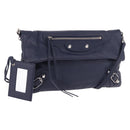 BALENCIAGA Classic Envelope Shoulder Bag Leather Navy Silver 319376 Auth 189069V-1