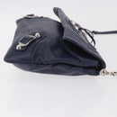 BALENCIAGA Classic Envelope Shoulder Bag Leather Navy Silver 319376 Auth 189069V-3