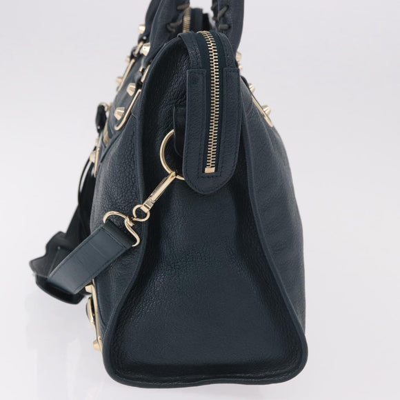 BALENCIAGA Classic Metallic Edge City Leather 2way Green 115748 Auth 189070SM