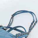 CHANEL Matelasse Chain Shoulder Bag Leather 2way Blue Silver CC Auth 189071M-15