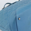 CHANEL Matelasse Chain Shoulder Bag Leather 2way Blue Silver CC Auth 189071M-17