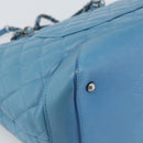 CHANEL Matelasse Chain Shoulder Bag Leather 2way Blue Silver CC Auth 189071M-19