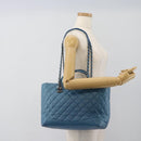 CHANEL Matelasse Chain Shoulder Bag Leather 2way Blue Silver CC Auth 189071M-26