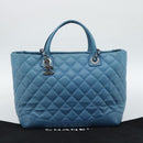 CHANEL Matelasse Chain Shoulder Bag Leather 2way Blue Silver CC Auth 189071M-12