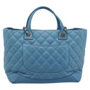 CHANEL Matelasse Chain Shoulder Bag Leather 2way Blue Silver CC Auth 189071M-2