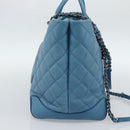 CHANEL Matelasse Chain Shoulder Bag Leather 2way Blue Silver CC Auth 189071M-3