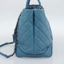 CHANEL Matelasse Chain Shoulder Bag Leather 2way Blue Silver CC Auth 189071M-4