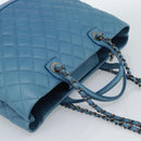 CHANEL Matelasse Chain Shoulder Bag Leather 2way Blue Silver CC Auth 189071M-6