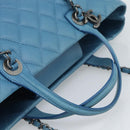 CHANEL Matelasse Chain Shoulder Bag Leather 2way Blue Silver CC Auth 189071M-7