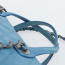 CHANEL Matelasse Chain Shoulder Bag Leather 2way Blue Silver CC Auth 189071M-14