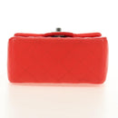 CHANEL Mini Matelasse 17 Chain Bag Lamb Skin Red Silver CC Auth 189072SM-6