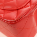 CHANEL Mini Matelasse 17 Chain Bag Lamb Skin Red Silver CC Auth 189072SM-8