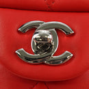 CHANEL Mini Matelasse 17 Chain Bag Lamb Skin Red Silver CC Auth 189072SM-19