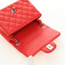 CHANEL Mini Matelasse 17 Chain Bag Lamb Skin Red Silver CC Auth 189072SM-20