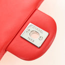 CHANEL Mini Matelasse 17 Chain Bag Lamb Skin Red Silver CC Auth 189072SM-9