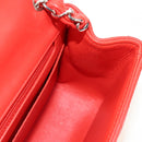 CHANEL Mini Matelasse 17 Chain Bag Lamb Skin Red Silver CC Auth 189072SM-22