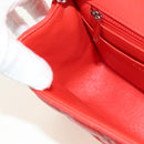 CHANEL Mini Matelasse 17 Chain Bag Lamb Skin Red Silver CC Auth 189072SM-23