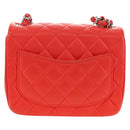 CHANEL Mini Matelasse 17 Chain Bag Lamb Skin Red Silver CC Auth 189072SM-2