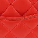 CHANEL Mini Matelasse 17 Chain Bag Lamb Skin Red Silver CC Auth 189072SM-3
