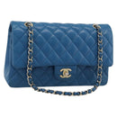 CHANEL Matelasse 25 Chain Shoulder Bag Caviar Skin Blue Gold CC Auth 189073SM-1