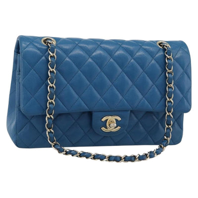 CHANEL Matelasse 25 Chain Shoulder Bag Caviar Skin Blue Gold CC Auth 189073SM