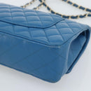 CHANEL Matelasse 25 Chain Shoulder Bag Caviar Skin Blue Gold CC Auth 189073SM-12