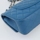 CHANEL Matelasse 25 Chain Shoulder Bag Caviar Skin Blue Gold CC Auth 189073SM-13