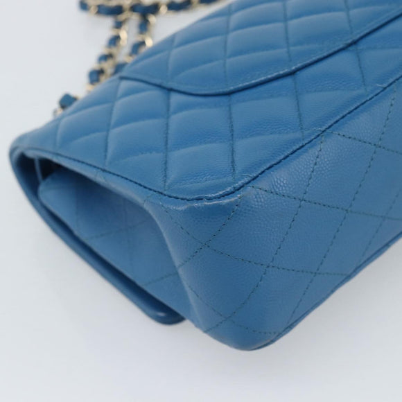 CHANEL Matelasse 25 Chain Schoudertas Kaviaarleer Blauw Goud CC Auth 189073SM