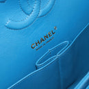 CHANEL Matelasse 25 Chain Shoulder Bag Caviar Skin Blue Gold CC Auth 189073SM-16