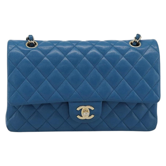CHANEL Matelasse 25 Chain Shoulder Bag Caviar Skin Blue Gold CC Auth 189073SM