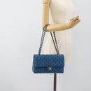 CHANEL Matelasse 25 Chain Shoulder Bag Caviar Skin Blue Gold CC Auth 189073SM-28