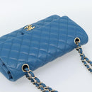 CHANEL Matelasse 25 Chain Shoulder Bag Caviar Skin Blue Gold CC Auth 189073SM-6