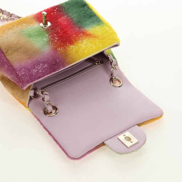 CHANEL Mini Matelasse 17 Chain Bag Sequin Multicolor Gold CC Auth 189074SM